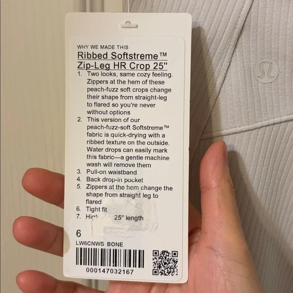 NEW lululemon athletica ribbed softstream zip-leg HR crop 25” Pull-On Pants - Picture 10 of 11